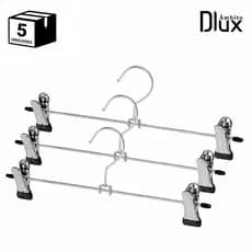 Ambito Dlux Kit 5 Cabides Cromados Presilha Closet Organizado para Calça Saia Bermuda