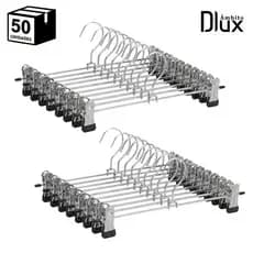 Ambito Dlux Kit 50 Cabides Presilha Aço Cromado Alta Qualidade Saia Calça Bermuda Vestido Para Lojas