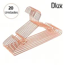 Ambito Dlux Kit 20 Cabides Adulto Rose Gold Metálico Slim Premium Reforçado Elegante Cabide Metal