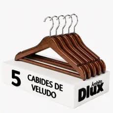 Ambito Dlux Kit 5 Cabide De Madeira Rústico Adulto Cabides Organizador Reforçado Gancho Em Aço inoxidável