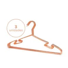 Kit 3 Cabides Slim Adulto Metal Rose Gold Reforçado Cava Alça