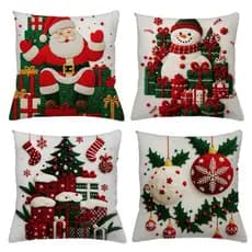 kit 4 Capas Almofadas Natal Estampada Frente e verso