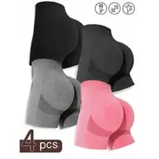 Shorts Fitness  Feminino Cintura Alta Academia Levanta Bumbum Sem Costura Sortido
