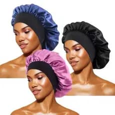 Kit 4 Touca de Cetim Com Faixa Larga para Dormir Cuidados com o Cabelo Ação Anti frizz