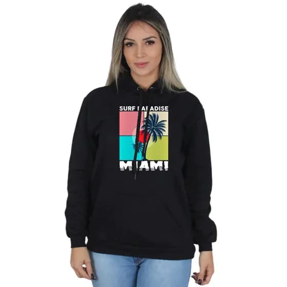 Moletom Feminino Casual Blusa de Frio Surf Califórnia