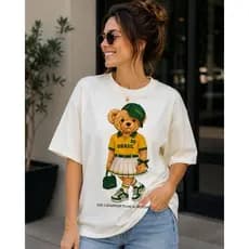 Camiseta Ursinha Brasil unissex Estilo Tumblr Copa Moda Blogueira