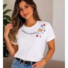 Camiseta Minimalista Moderna Flores Permita-se Florescer Estampa