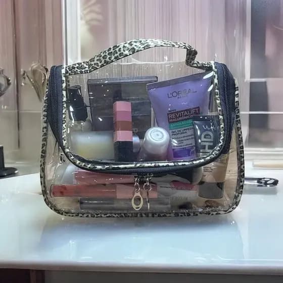 Necessaire Feminina Transparente Para Maquiagens Cosméticos E Higiene Pessoal