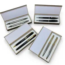 Conjunto De Canetas Esferográfica E Rollerball Em Metal No Estojo