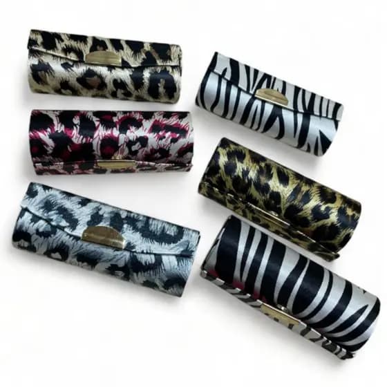 Conjunto De 12/24 Peças Porta Batom Com Espelho De Bolsa Portátil Estampa Onça