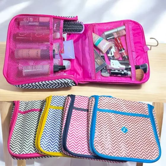 Necessaire Bolsa Organizador De Maquiagens E Cosméticos Para Viagem Com Alça E Divisórias
