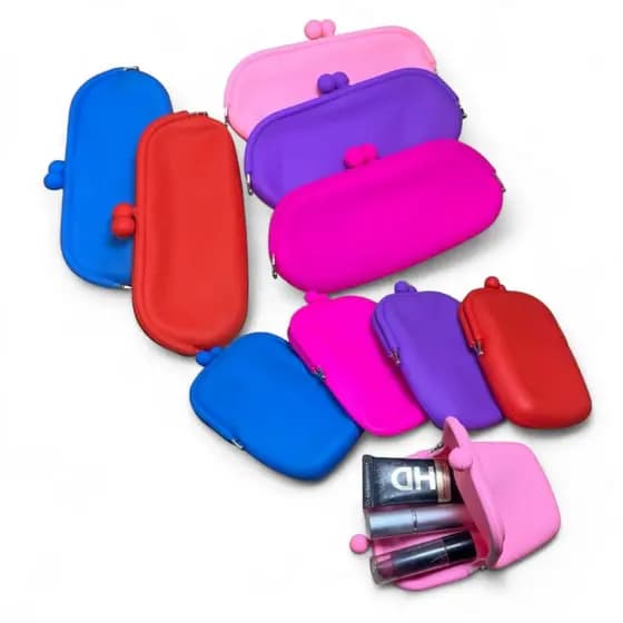 Bolsinha Silicone Carteira Porta Moedas Cartão Maquiagem