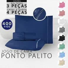 Jogo de Lençol 04 Peças Cama Casal Queen Micropercal 400 Fios Fronhas Ponto Palito