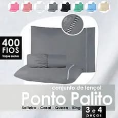 Kit Jogo de Lençol 400 Fios Cama Solteiro 03 Peças Casal Padrão e Queen 04 Peças Micropercal Ponto Palito
