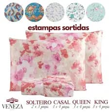 Kit Jogo de Lençol Microfibra Estampado Cama Solteiro / Casal / Queen / King - Escolha seu Kit
