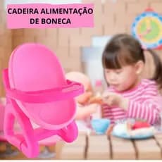 Cadeira Cadeirão Alimentação Rosa de Bebê para Bonecas Brinquedo infantil Menina Brincadeira Casinha Casa Passeio Presente Férias Dia das Crianças Natal
