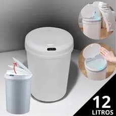 LIXO LIXEIRA  AUTOMÁTICA COM SENSOR INTELIGENTE PROXIMAÇÃO VIBRAÇÃO MULTIUSO BANHEIRO COZINHA ESCRITÓRIO 12 LITROS USB