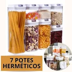 Kit 7 Potes Organizadores Herméticos Com Tampa Anti-vazamento Acrílico Transparente Multiuso Alimentos Mantmentos Grãos