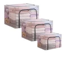 KIT 3 CAIXAS ORGANIZADORAS VARIADAS COM ALÇA E ZÍPER MULTIUSO GRANDE PARA GUARDA ROUPA CLOSET COBERTOR BRINQUEDO LIVROS