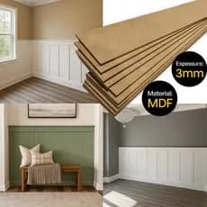Kit Ripas Lambri MDF Cru 3mm Shiplap Boiserie Painel Ripado Cabeceira Boiserie Placa  90 / 100 / 110 / 120