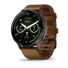 Relógio de couro Smartwatch Venu 4 Garmin Gps Amoled Music, capa cinza escuro de 45 mm