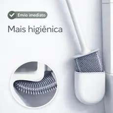 Escova Sanitária Silicone Premium com Suporte | Escova para privada l Não Acumula Sujeira, Mais Higiênica e Durável