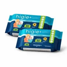 Lenço Umedecido Geriátrico Higie+ 80 Folhas Hipoalergênico 2 pacotes