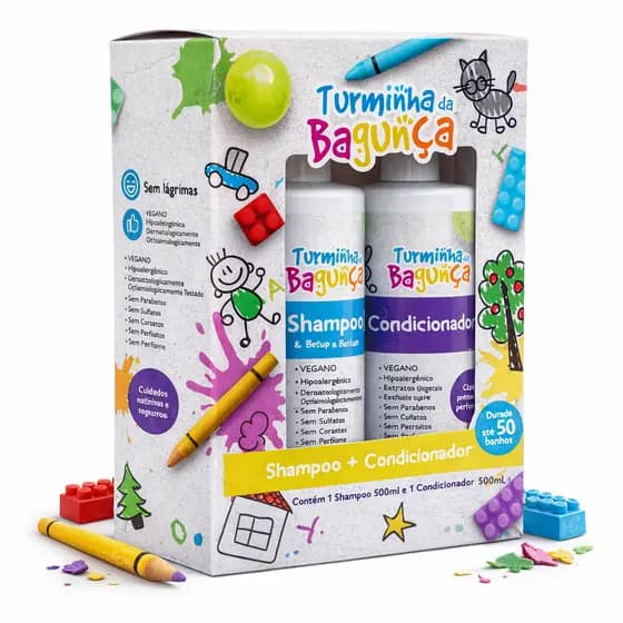 Kit Shampoo e Condicionador Infantil Turminha da Bagunça 500ml