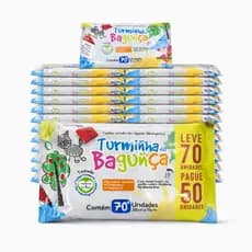 Lenço Umedecido Turminha Da Bagunça 70 Folhas 20x15 Kit 10 Pacotes