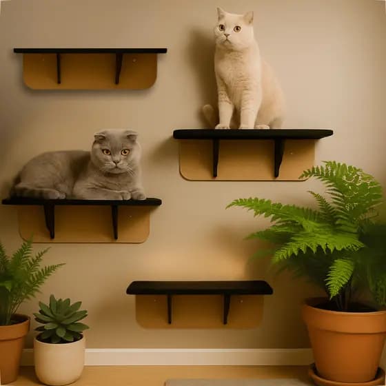 Kit Com 4 Prateleiras Mdf Cru Para Gato Brinquedo