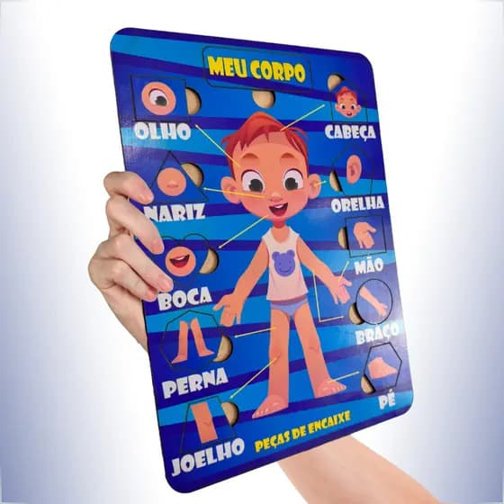 Brinquedo Infantil Educativo Mdf 11 Peças fácil encaixe Corpo Humano