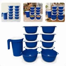 10 Potes Bowls 1l Com Jarra 2l P/ Cozinha Freezer Geladeira