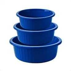 Kit 3 Bacias Caneladas Plásticas P M G Multiuso Para Casa