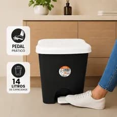 Lixeira 14 Litros Com Pedal Multiuso Para Banheiro Cozinha