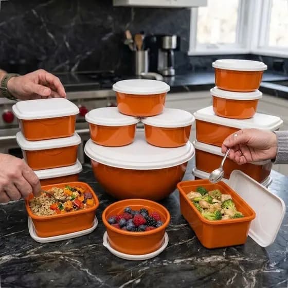 Jogo 15 Potes Plásticos Com Tampa Organização De Alimentos Cozinha