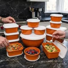 Jogo 15 Potes Plásticos Com Tampa Organização De Alimentos Cozinha