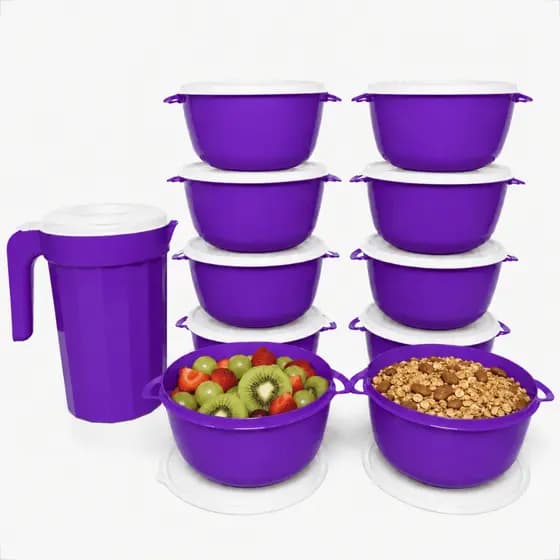 Kit 10 Potes Bowls 1 Litro + Jarra 2 Litros Para Cozinha