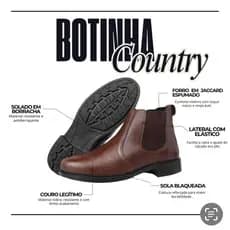 Botina country em couro legitimo  confortavel para o dia a dia botina social para trabalho