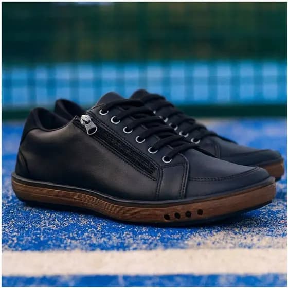 Sapatênis Masculino Moderno em Couro ecologico com Sistema de Zíper e Elástico conforto garantido