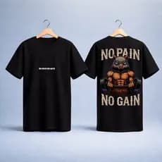 Camiseta Tshirt Camisa No Pain No Gain Oversize Academia Musculação Fitness Oversized Corrida