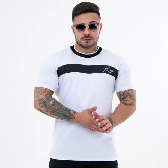 Camiseta Masculina Punho Estilosa Moda Slim