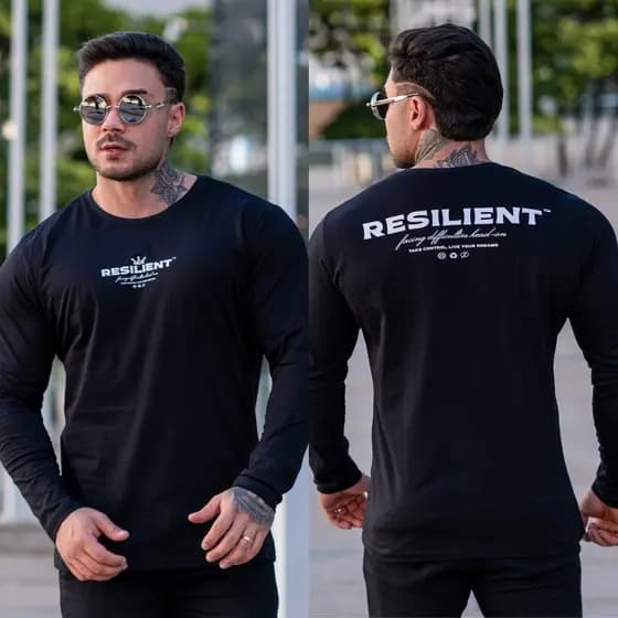 Camiseta Manga Longa Masculina Básica Algodão Premium Estilo Inverno
