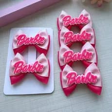 Parzinho de Laço Infantil  Barb - Duplinha de Laço - Presilha de Cabelo - Personagem Boneca Infantil