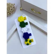 Kit Laço Infantil Brasil Verde Amarelo Azul Branco Bico de Pato Pompom Acessório  Cabelo Menina Copa