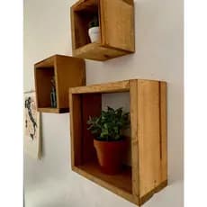 Conjunto 3 Prateleiras Nicho de Madeira Cubo Flutuante