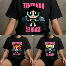 Kit ou Unidade Camiseta Feminina Roupa de Academia Camisa Tshirt Super Poderosas Blusa 100% Algodão