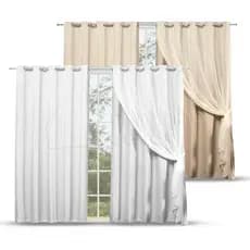 Cortina Blackout Blecaute Tecido com Voil 2M 3M 4M 5M 6 Metros Branca Bege Sala Quarto Porta Janela