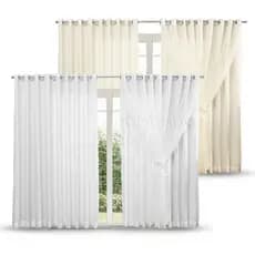 Cortina Voil Forro Microfibra 2M 3M 4M 5M 6 metros Branca Palha Sala Quarto Porta Janela