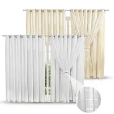 Cortina Voil Xadrez Forro Microfibra 2M 3M 4M 5M 6M 7M 8 Metros Branca Palha Sala Quarto Janela