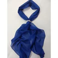 Lenço Echarpe Azul Royal Franzido Chiffon Feminino